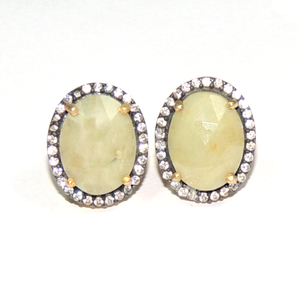 Boucles d'oreilles élégantes en argent sterling 925 avec pierres précieuses en saphir jaune, forme ovale, crochet fait main, bijoux pour femmes - Product Image 1