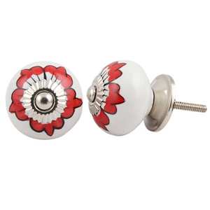 Wholesale Ceramic French Country Unique Cupboard Knobs White Vintage Pulls Floral Cabinet Door <b>Drawer</b> Cabinets 3.81 cm CK-1148 - Product Image 2