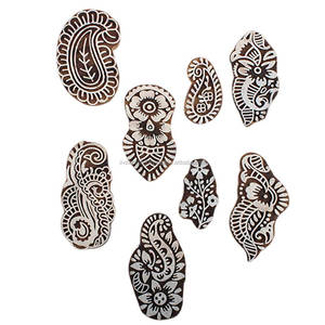 Bloques de madera con estampado Floral, Vintage Mix, bloques de madera para impresión de bloques - Product Image 1