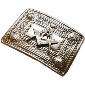 定制共济会盛装锌合金皮带扣设计您自己的私人电镀白锡皮带扣OEM标志