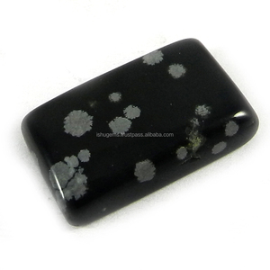 Meilleure pierre naturelle obsidienne flocon de neige 16x26mm, cabochon rectangulaire coussin, 5,70 g, pierre précieuse pour bijoux - Product Image 1