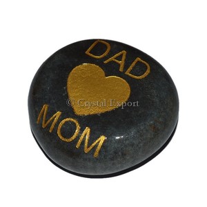 Black Agate Dad and Mom Engraved Stone
