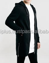 Elongated 100% Cotton Waterproof Anti-Wrinkle <b>Lined</b> <b>Fleece</b> Streetwear <b>Hoodie</b>/Sweatshirt for Men - Product Image 5