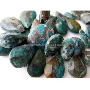 Cuentas de pera facetadas de crisocola natural, cuentas de piedras preciosas de 8x12mm a 16x23mm, cuentas de piedra - Product Image 1