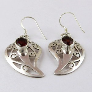 Boucles d'oreilles pendantes bohèmes en argent sterling 925 pour femme, avec pierre grenat, idéales pour mariage et fiançailles – Approvisionnement direct usine - Product Image 3