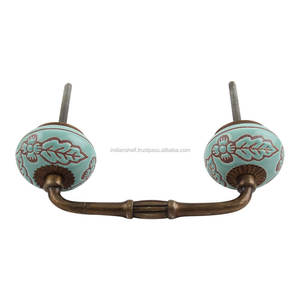 Handmade Bulk Decorative Sea Green Ceramic Bridge <b>Door</b> <b>Handles</b> Home Decor Cabinet Pulls for Kitchen 4 Inches New Design BH-208 - Product Image 3