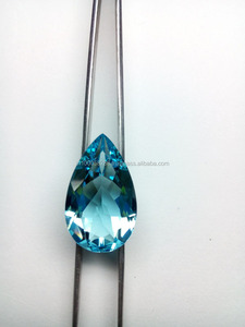 Pierre en verre de topaze bleu ciel synthétique, taille poire - Product Image 6