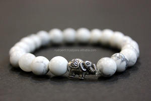 Rudra Gems Howlite 8mm Beaded Stretchable Unisex <b>Bracelet</b> - Product Image 3