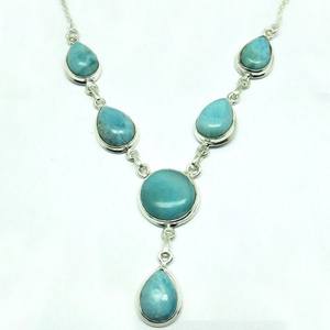 Winsome – collier en argent Sterling 925, perle bleu ciel, Larimar rond, bijoux en argent Unique, bijoux en argent frais - Product Image 3