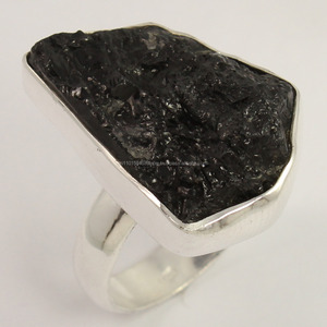 แหวนพลอยทัวร์มาลีนสีดำธรรมชาติขนาดใหญ่สุดอินเทรนด์เครื่องประดับรูปแฟนซีทำจากเงินแท้925แข็ง - Product Image 1