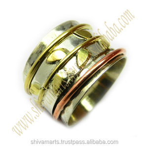 Precio barato venta directa de fábrica 925 plata esterlina latón cobre dos tonos Spinner eternidad Vermeil anillo joyería fina - Product Image 2