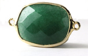 Connecteur Rectangle émeraude pierre à facettes en argent Sterling connecteurs de lunette bijoux fins pendentifs et breloques - Product Image 2