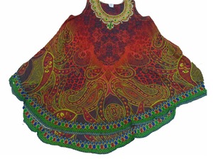 44 "GEORGETTE Ecológico Vintage Floral Vestido de gasa Escote sin tirantes Cintura natural Midi Longitud Impresión digital - Product Image 1