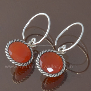 Wholesale 925 Sterling <b>Silver</b> Cut <b>Earrings</b> With Red Onyx Round Gemstone 925 Popular Design for Gift Featuring <b>Pearl</b> and Diamond - Product Image 1