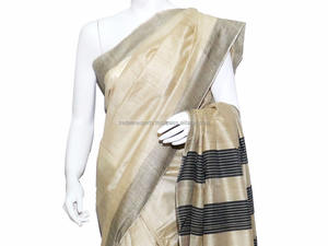 Sari de Seda Tassar de Tejido Artesanal Bhagalpuri - Product Image 2