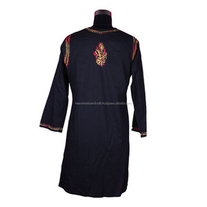 DRL006Chicken <b>Embroidered</b> Long Kurta Indian Cotton <b>Tunic</b> Floral Top Holiday Clothed Size S, M, L, XL, XXL Indian Designer Cotton - Product Image 2