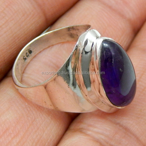 Améthyste naturelle pierre précieuse fine 925 bague en argent sterling faite à la main bijoux de mode cadeau pour femmes filles - Product Image 2