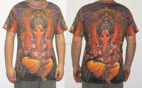 T-shirt unisexe avec motif psychédélique hippie de divinités hindoues Ganesha Shiva Krishna Om Sarswati Maa DIVINE, tailles M / L / XL