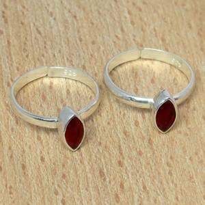 Bagues d'orteils en argent Sterling 925, pierre d'onyx rouge la plus incroyable, bijoux de mode en argent, bagues d'orteils en pierres précieuses faites à la main - Product Image 2