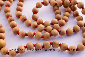 Traditional Riddhi Siddhi Wooden Prayer Beads with Red Tassel Natural Dark Golden Brown Rajasthan for Necklace Making Bulk Pack - Product Image 2