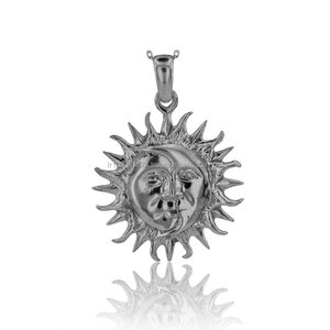 Collier à breloques soleil en or rose blanc jaune massif 14K Bijoux fins pour femmes fabriqués en Turquie - Product Image 3