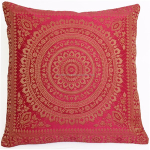Mandala Cushion Covers Antique Style Banarasi Ethnic Indian 16" 40cm Throw Silk Mandala <b>Pillow</b> Cover <b>Pillow</b> Case Throw Wholesale - Product Image 4