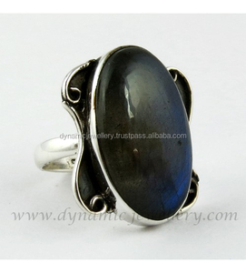 เครื่องประดับสำหรับงานแต่งงานของสุภาพสตรีเงินสเตอร์ลิง925แหวนแลบราโดไรต์ขนาดใหญ่ขายส่งเป็นหนามเตยเครื่องประดับสำหรับงานแต่งงาน - Product Image 1