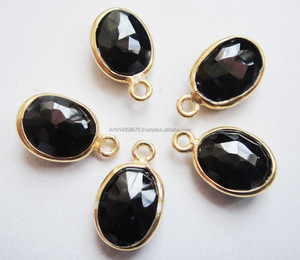 Directo al por mayor 925 plata esterlina negro ónix conector bisel piedra preciosa encontrar colgantes encantos chapado en oro para uso de diseñador - Product Image 2