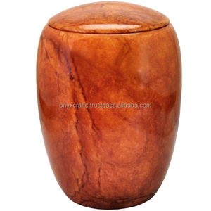 Low <strong>Price</strong> Orange <strong>Marble</strong> Funeral Urn Quality Funeral Supply - Product Image 1