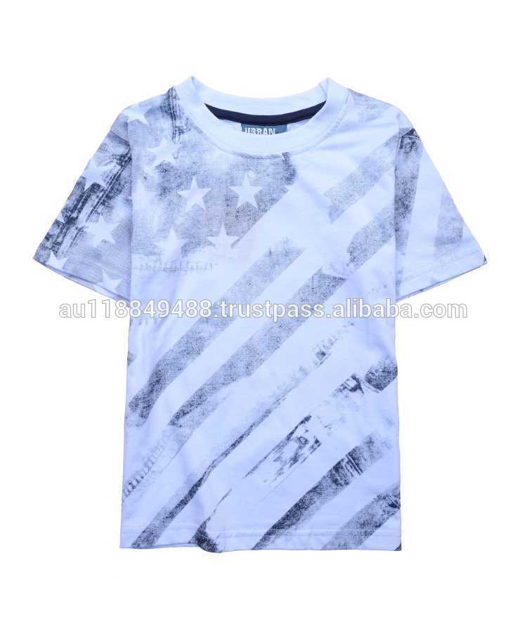 Обслуживание OEM модные мальчики синий отпечатано 100% органический хлопок майка