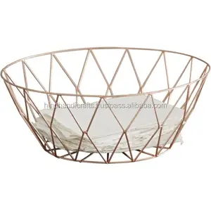 Copper Geometric Office Stationary Wire Mesh Basket, Paper Mesh Basket for Office and Home Decor, Metal Wire Office Basket