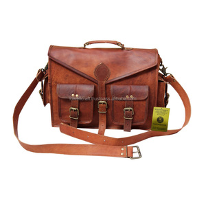 Men's Genuine Leather Satchel <b>Shoulder</b> Bag Classic Style With Buckle Closure Durable Design For Business Use - Product Image 1