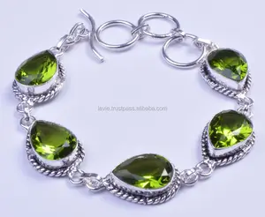 Charme en argent antique solide 925 Sterling naturel péridot Quartz pierre précieuse motif étoile cadeau parfait fournisseur de bijoux de confiance - Product Image 1