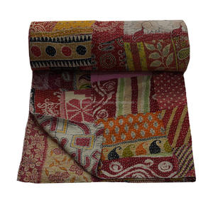 Vintage Kantha <b>Quilts</b> Indian Reversible <b>Queen</b> <b>Size</b> Patchwork Blanket Kantha Print - Product Image 1