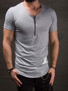 เสื้อยืดซิปด้านหน้าผ้าฝ้าย OEM แบบกำหนดเองสำหรับผู้ชาย - Product Image 4