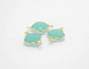 925 joyería de declaración de plata esterlina Calcedonia peruana bisel de piedras preciosas naturales piedra natal conector bohemio hecho a mano Perú facetado - Product Image 4