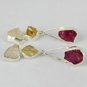 Boucles d'oreilles en argent Sterling 925 à Quartz virtuel, bijoux indiens en argent faits à la main - Product Image 4