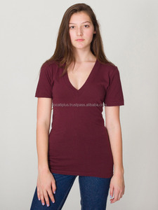 custom oem cotton spandex <b>ladies</b> deep <b>v</b> <b>neck</b> <b>t</b> <b>shirts</b> - Product Image 6