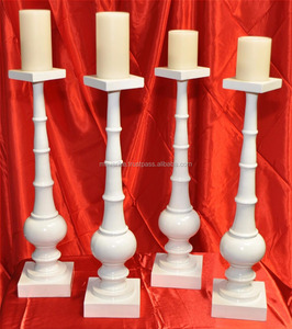 เชิงเทียนโลหะสีเงินเงางามสำหรับงานแต่งงานงานปาร์ตี้ตกแต่งชิ้นกลางแท่นวางเทียนทรงสูง - Product Image 3