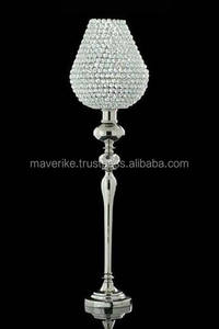 Grand bougeoir Hurricanes en métal en cristal porte-bougie de table de mariage centre de table décoratif porte-ouragans en argent - Product Image 4