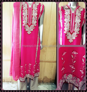 Tenue de pelouse 3 pièces brodée et cousue pakistanaise la plus récente pour dames, robe de soirée en soie pour adultes - Product Image 2