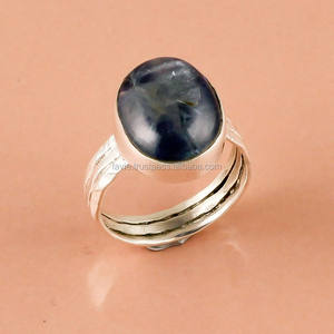 แหวนพลอยไคยาไนต์ธรรมชาติสีเงินสเตอร์ลิง925การออกแบบที่เป็นเอกลักษณ์ของผู้หญิงเครื่องประดับชั้นดีสไตล์คลาสสิกสำหรับงานแต่งงานและงานปาร์ตี้ - Product Image 1