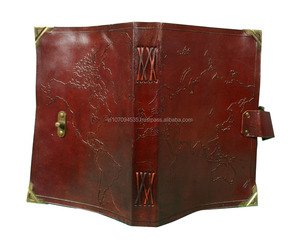 Bản Đồ Thế Giới Nổi 100% Chính Hãng Da Tạp Chí Handmade Trống Giấy Trắng A5 Máy Tính Xách Tay Cuốn Sách Chính Phép Cổ Điển Grimoire Cổ C-Khóa - Product Image 3