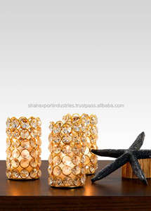 Support votif rond de lampe de thé de table en métal et cristal de luxe pour mariage fête de vacances lumière décor bougie votive - Product Image 3