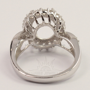 แหวนเงินแท้ทางศาสนาสุดหรูแหวน925สีทึบแหวนยึดครึ่งตัว CZ สีขาวเครื่องประดับขนาดพิเศษเลือกขนาด - Product Image 4