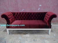 Meubles de salon canapé rouge marron Chesterfield