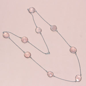 925 collier en argent Sterling forme Quartz Rose pierre précieuse naturelle Style à la mode pour cadeau de mariage Offre Spéciale 2023 mode pour les femmes - Product Image 2