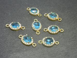 Ensemble de pavé de Quartz, en topaze, en argent Sterling plaqué or, bleu, connecteur de pierre précieuse - Product Image 3