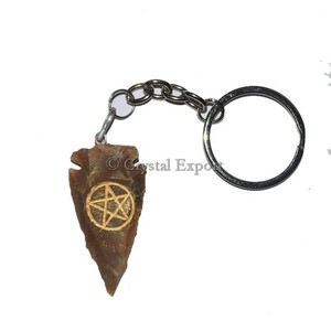 Pentagram Arrowheads Keychain : Stone Keychains - Crystal Export - Product Image 1