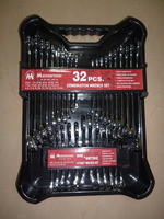 Juego de Llaves Combinadas de 32 Piezas, Hechas de Acero al Cromo Vanadio, Acabado Cromado Pulido, para Reparación Automotriz